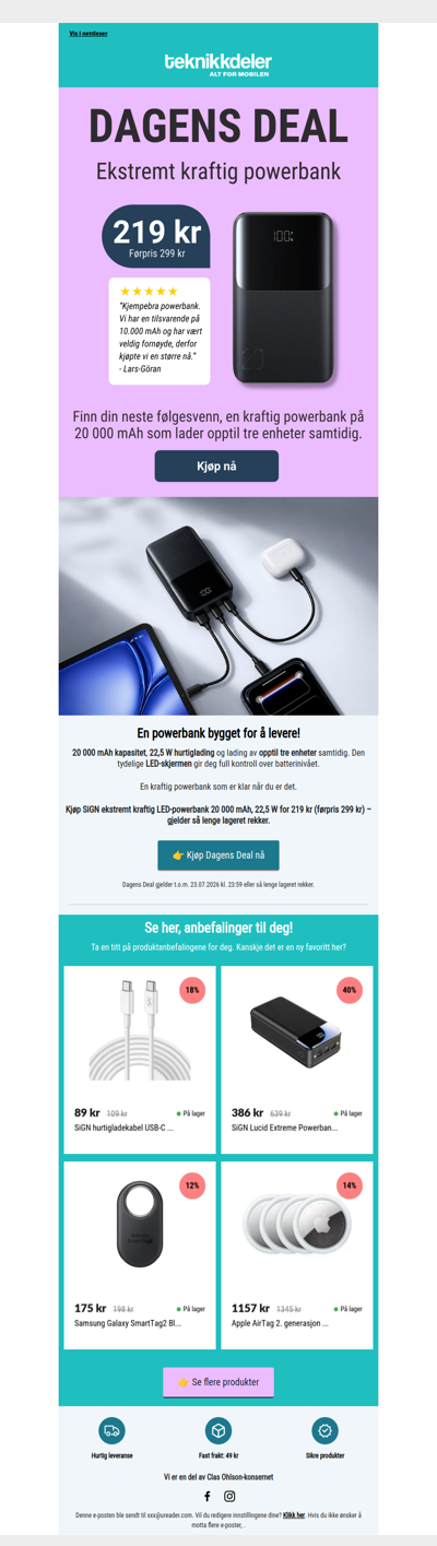 Dagens deal: 20 000 mAh powerbank ⚡💥