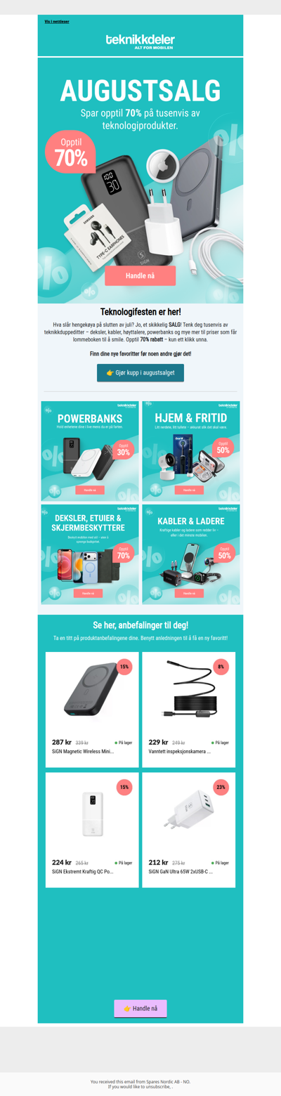 🎉 AUGUSTSALGET er i gang – opptil 70 % rabatt!