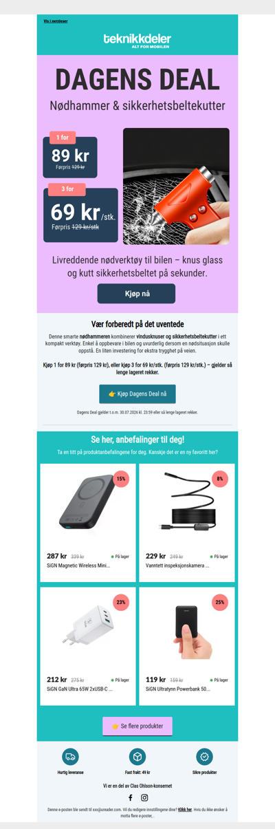 Dagens Deal: Nødhammer til bilen!