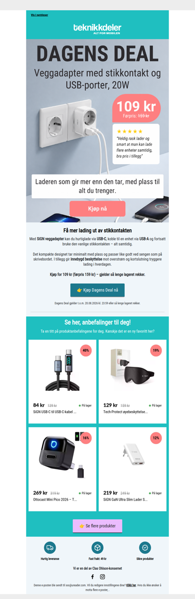 Dagens Deal: En veggadapter ⚡