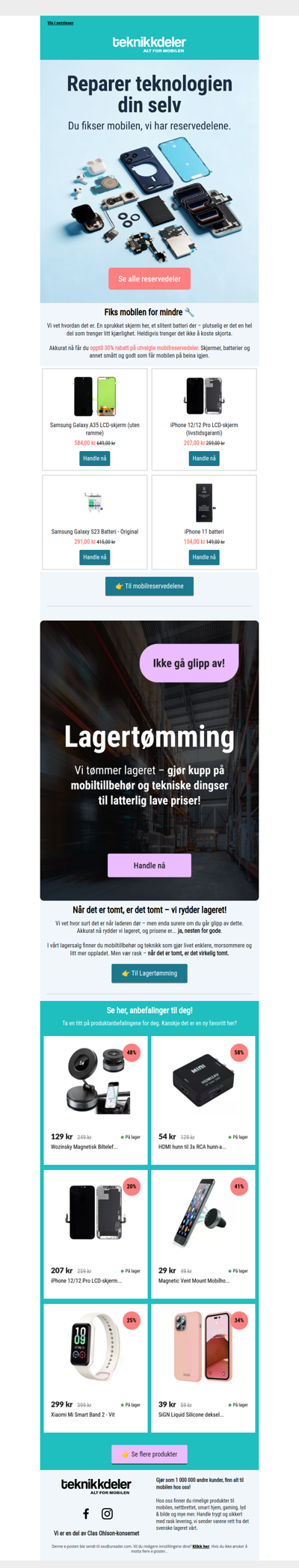 🔧 Opptil 30% rabatt på mobilreservedeler