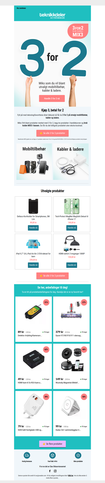 ⚡ 3 for 2 på mobiltilbehør, ladere og kabler
