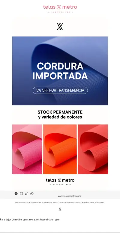 📣 CORDURA IMPORTADA : ahora tambien por metro!