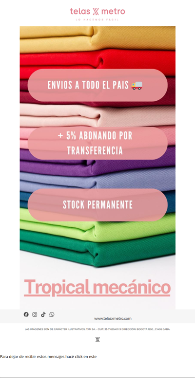 Un clásico en el rubro textil: TROPICAL MECANICO ✨