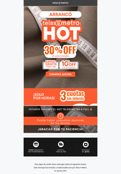 SOLO POR HOY 3 CUOTAS SIN INTERÉS🔥 TELASXMETRO HOT