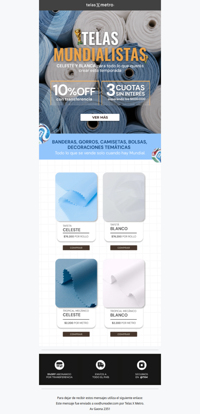 💙Telas Mundialistas: Celeste y Blanco para crear!
