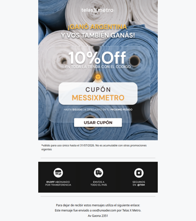 🇦🇷 Alentamos más que nunca! Te regalamos 10% OFF EXTRA