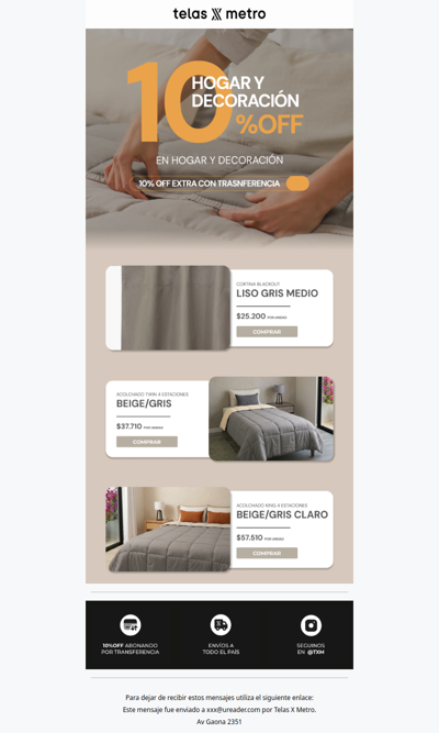 🔥10%OFF +10% EXTRA! Aprovechá para renovar tu hogar