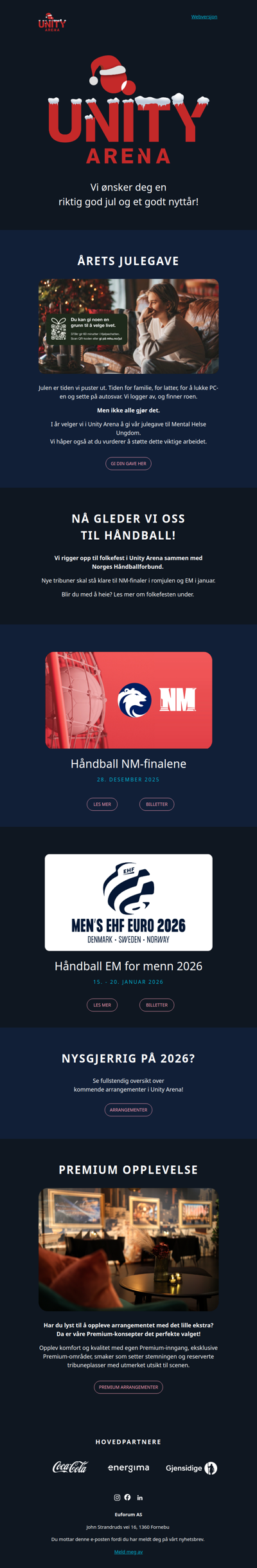 Julehilsen fra Unity Arena