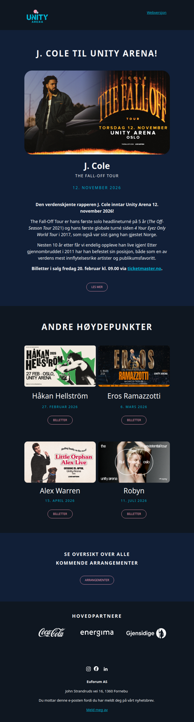 Lansering: J. Cole til Unity Arena!