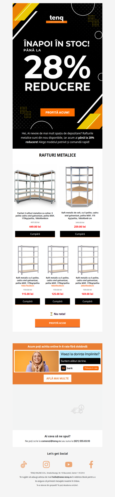 Rafturi Metalice cu Până la 28% Reducere 🔥 Înapoi în Stoc!