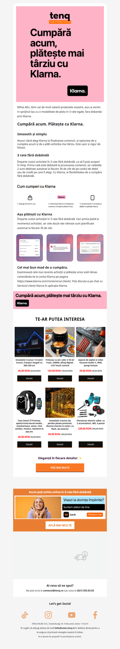 NOU 🛍️ Cumpără acum, plătește mai târziu cu Klarna!