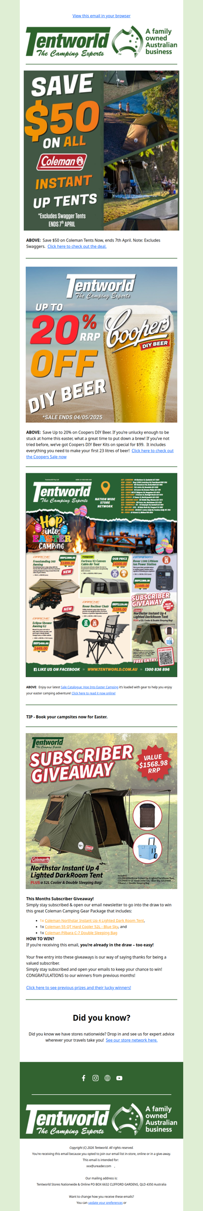 Coleman Tents & Coopers Beer Sale 🍺