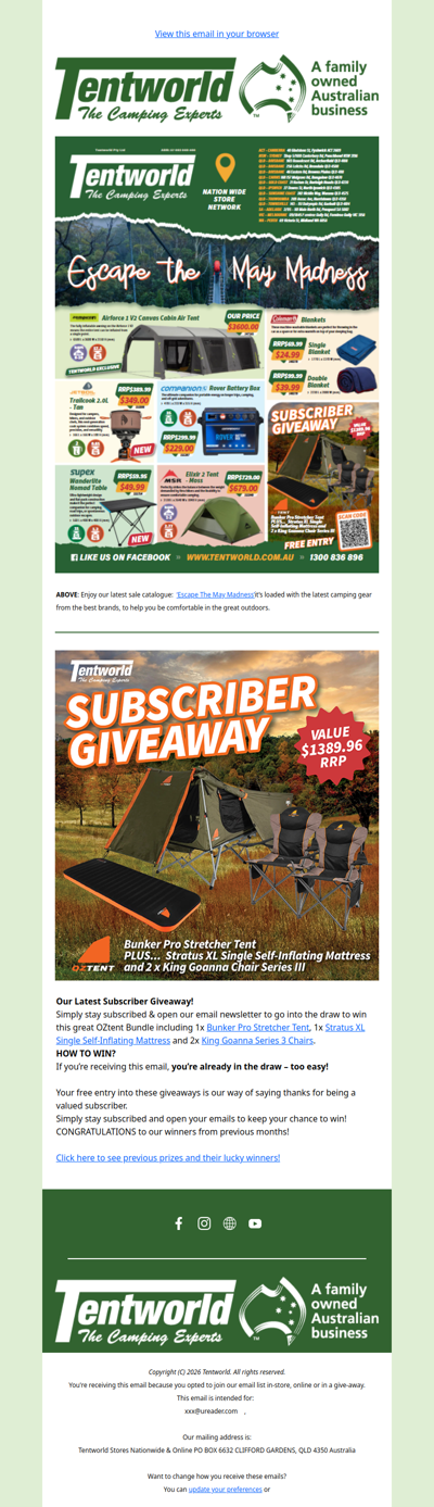 See the latest camping sale catalogue