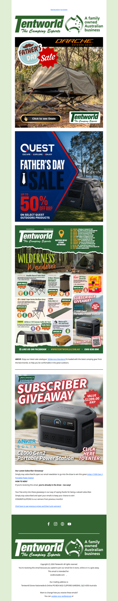 Darche & Quest Fathers Day Sale On Now