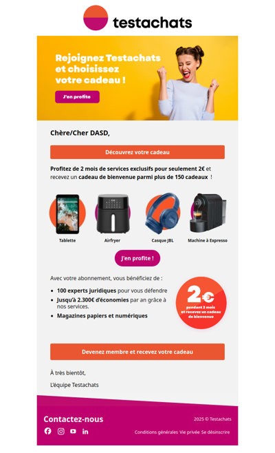 Votre cadeau de bienvenue vous attend : devenez membre !