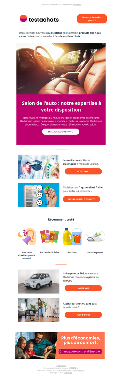 Spécial salon de l'auto, top 7 des voitures électriques, LeapMotor T3, frigos combinés fiables, aspirateurs