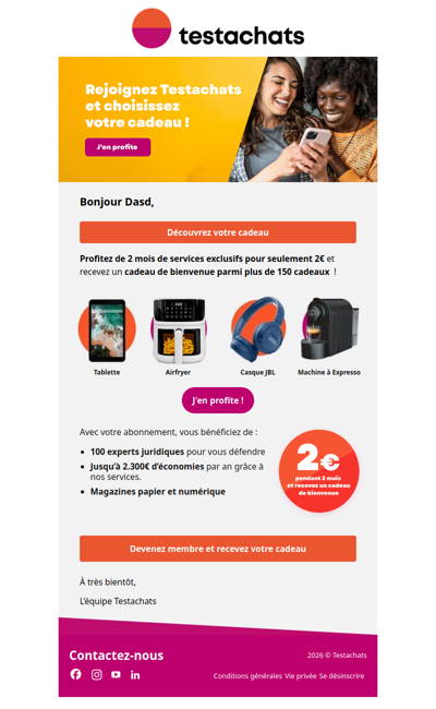 2 mois de services exclusifs pour seulement 2€