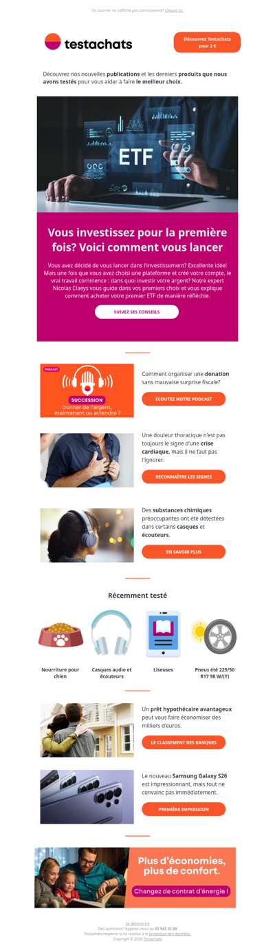 Investir intelligemment, faire des dons sans stress, reconnaître une crise cardiaque et le nouveau Galaxy S26