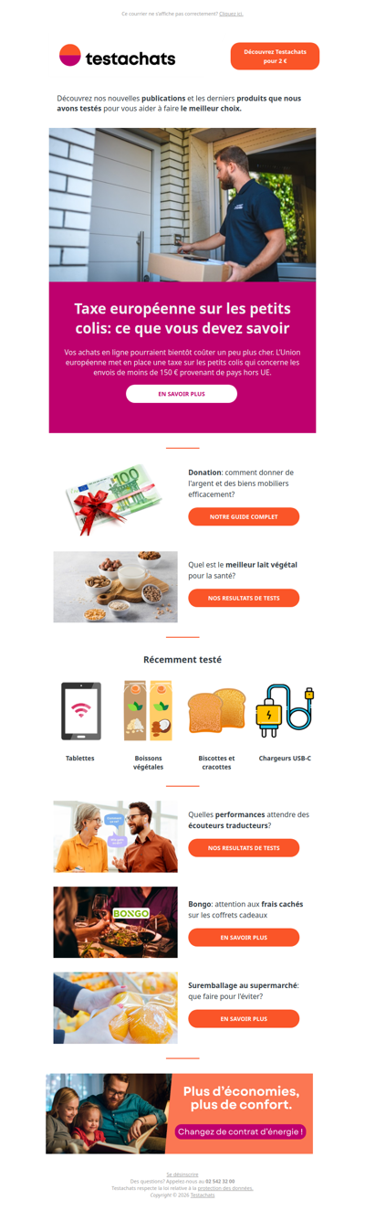 Taxe sur les colis, donation, lait végétal, écouteurs traducteurs, Bongo, suremballage