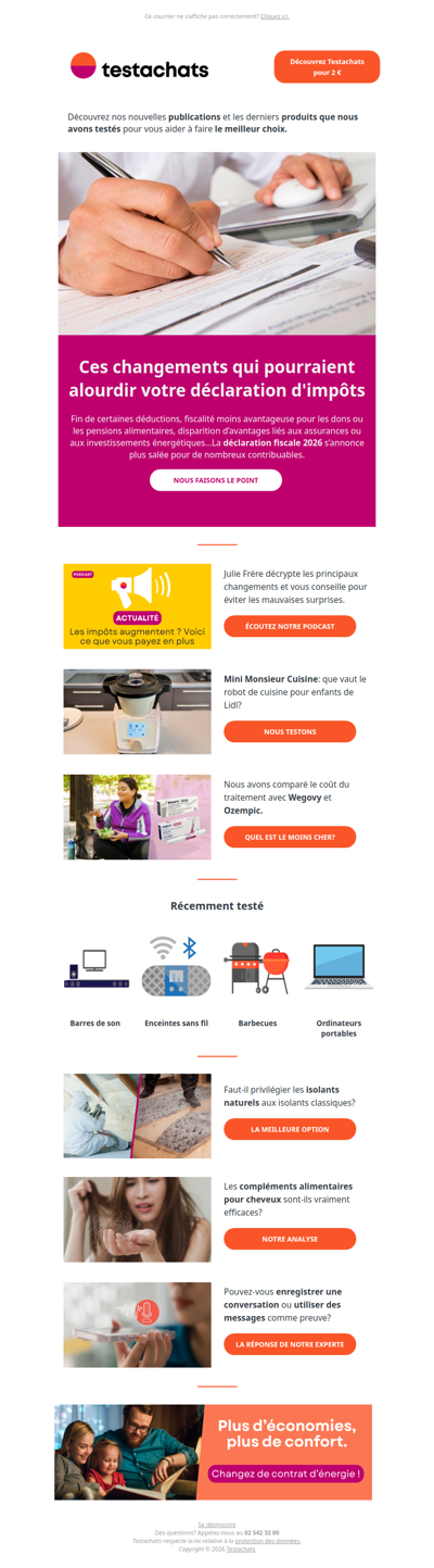 Changements pour les impôts en 2026, le prix du Wegovy et de l'Ozempic, tout sur les isolants naturels