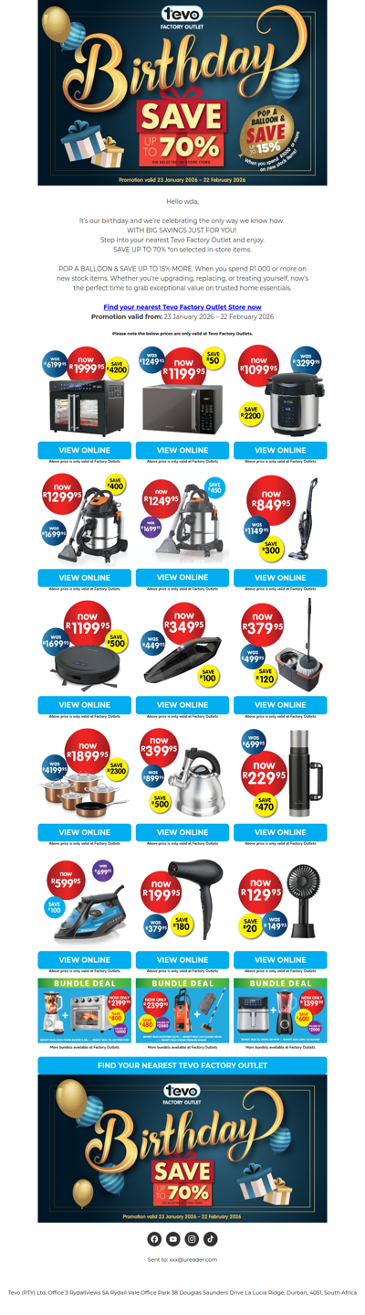 Tevo Factory Outlet Birthday!