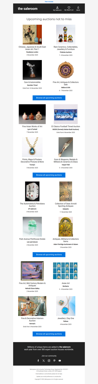 Sunday’s upcoming auctions: browse this week’s highlights