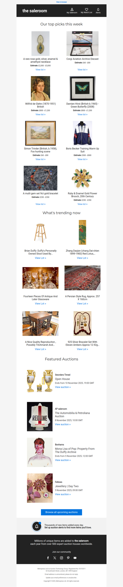 Tuesday’s featured lots offering something for every collector