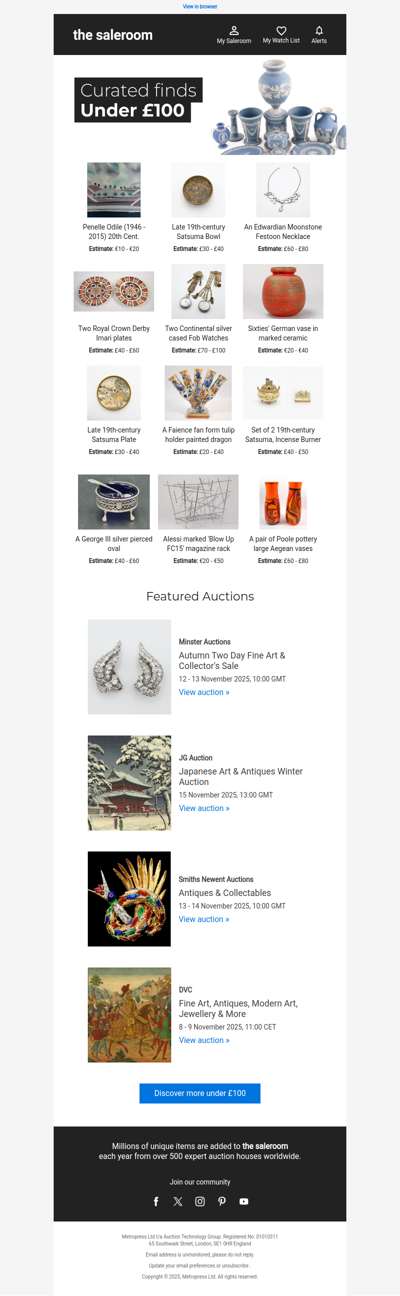 Discover lots under £100 ending soon