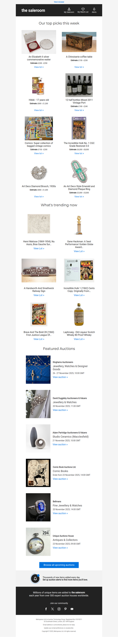 Discover newly listed pieces in Tuesday’s featured lots