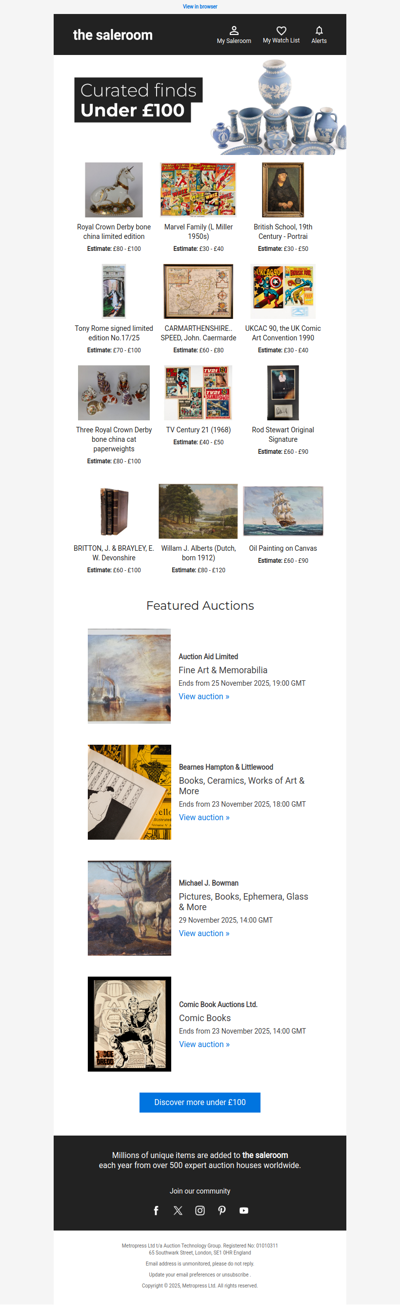 Discover lots under £100 ending soon