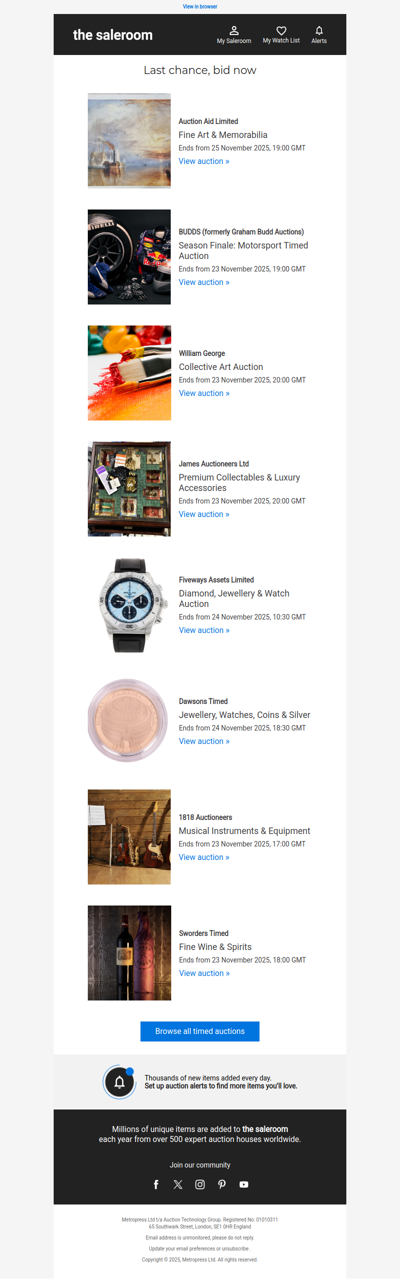 Last Call - Timed auctions ending soon