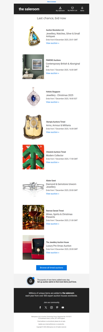 Last Call - Timed auctions ending soon