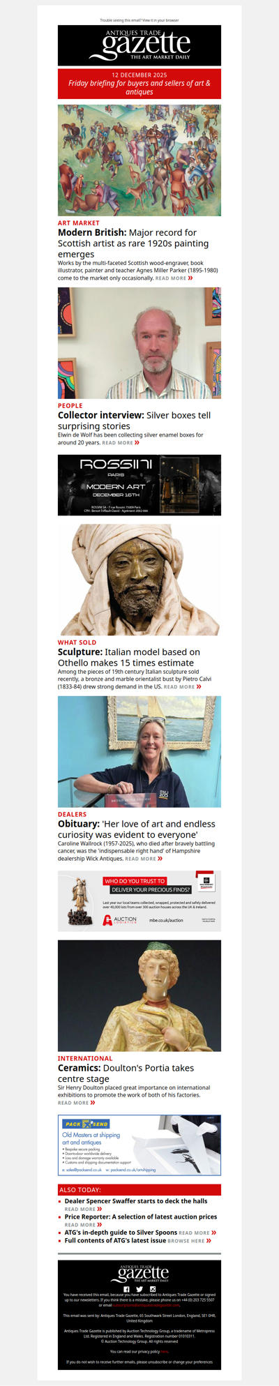 Italian bust makes 15 times estimate | Major record for Scottish modernist painter | Latest collector interview | plus more news and features in ATG's Friday briefing