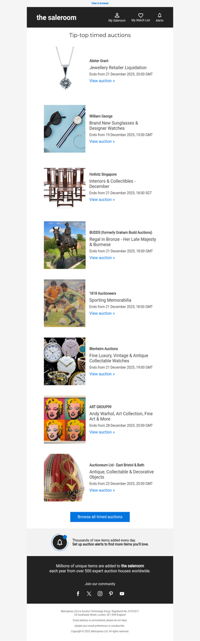 Seasonal pieces available in this week’s timed auctions