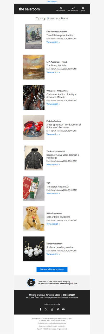 New Year selections across active timed auctions