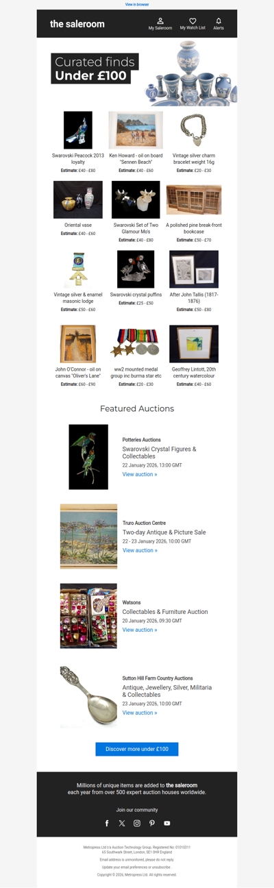 Discover lots under £100 ending soon