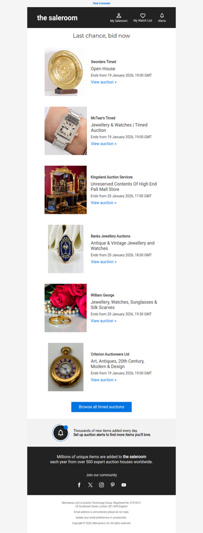 Last Call - Timed auctions ending soon