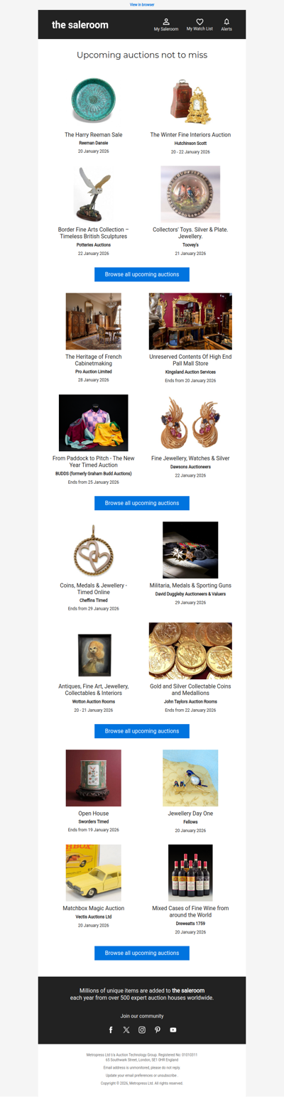 Start exploring Sunday’s upcoming auctions