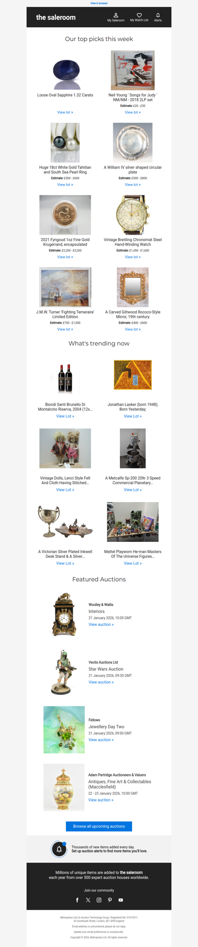 Preview what’s arriving in Tuesday's featured lots