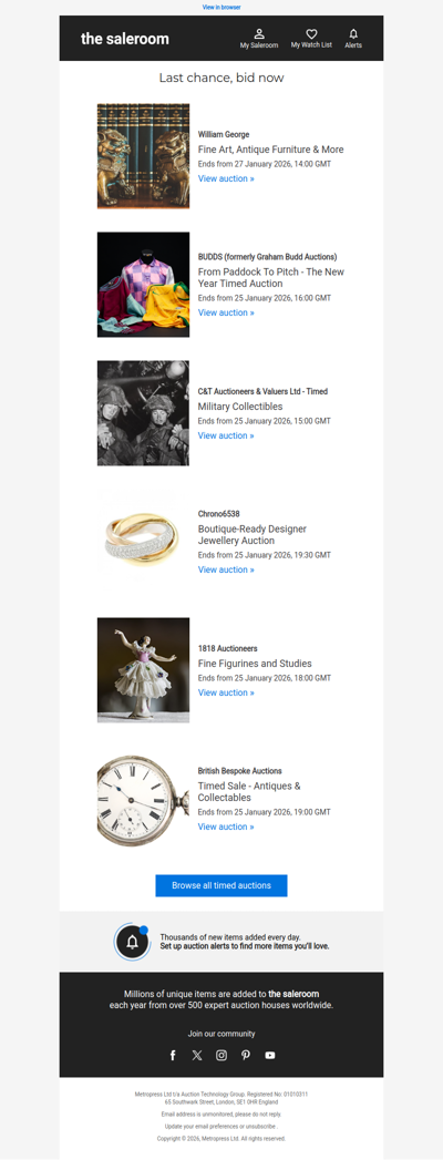 Last Call - Timed auctions ending soon