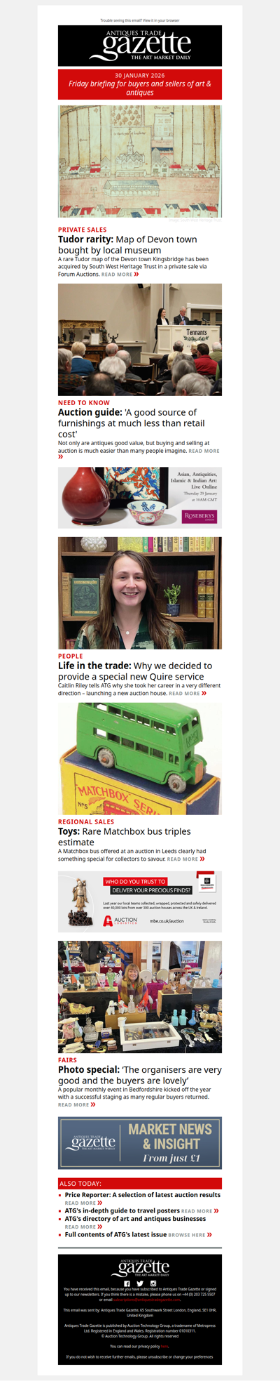 Your guide to buying and selling at auction | Discover why a 29-year-old book specialist launched a new saleroom | Rare Matchbox bus triples its estimate | Plus more in ATG's Friday briefing