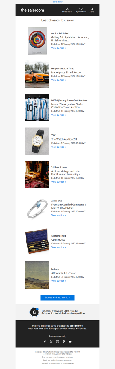 Last Call - Timed auctions ending soon