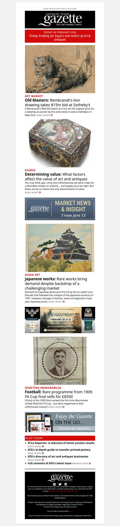 Record price for a Rembrandt drawing | What determines the value of art and antiques? | Rare Japanese works bring demand despite challenging market | plus more news and features in ATG's Friday briefing