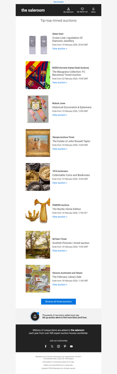 Highlights across this week’s timed auctions