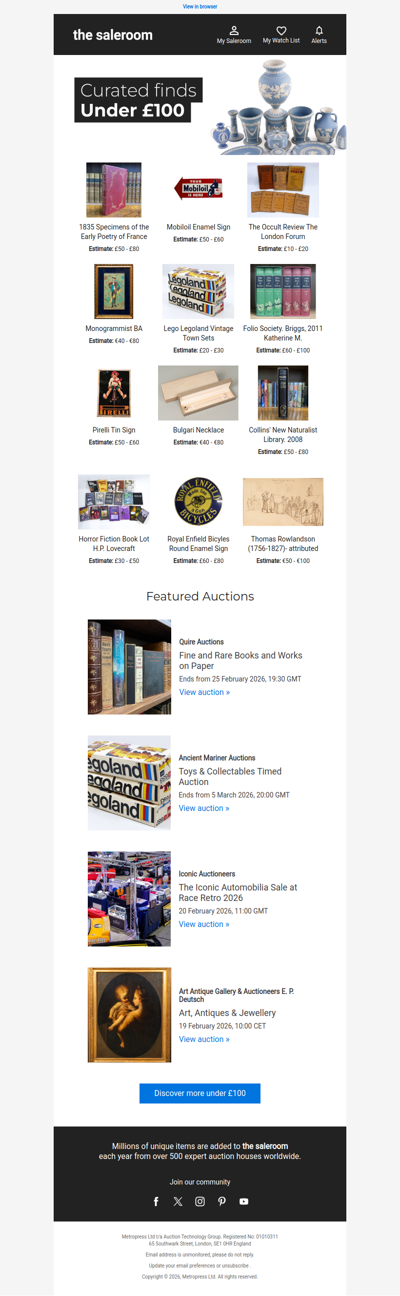 Discover lots under £100 ending soon