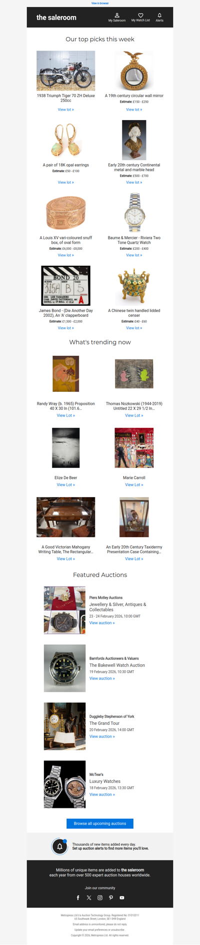 A curated selection of Tuesday’s featured lots