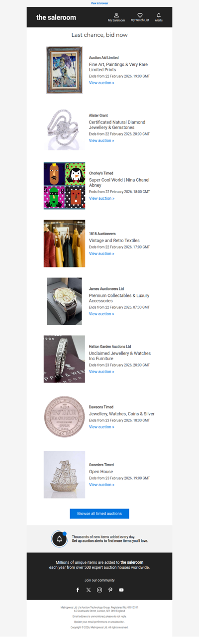 Last Call - Timed auctions ending soon