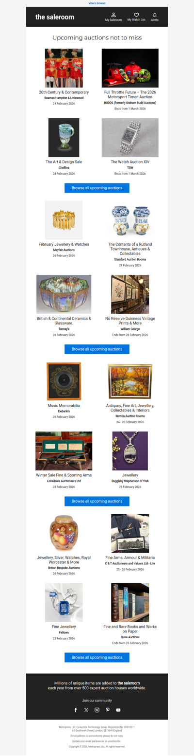 Explore the newest Sunday upcoming auctions