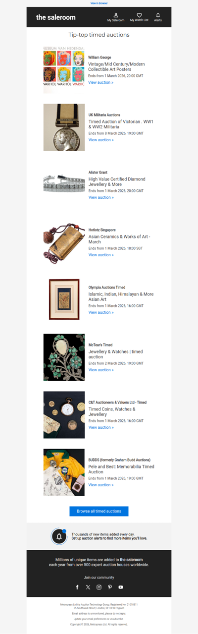 A new selection of timed auctions to explore